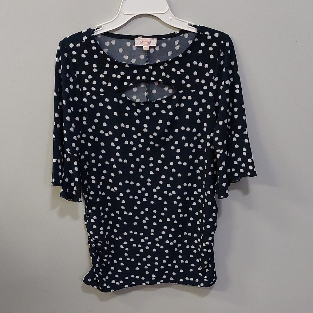 Grenier Navy Polka Dot Top Medium